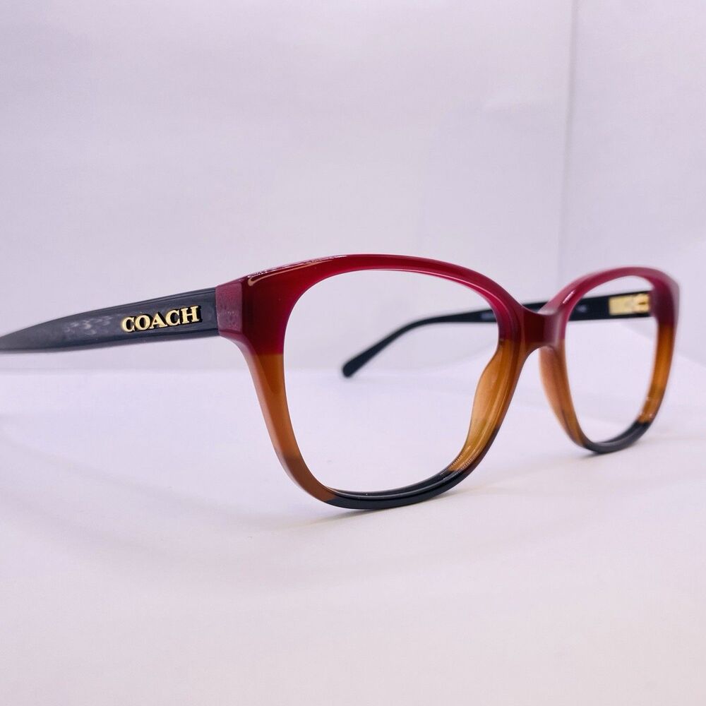 Coach Eyeglasses Authentic HC 6103 5445 Aubgn Cognac Varsity Stripe 54 [] 16 140